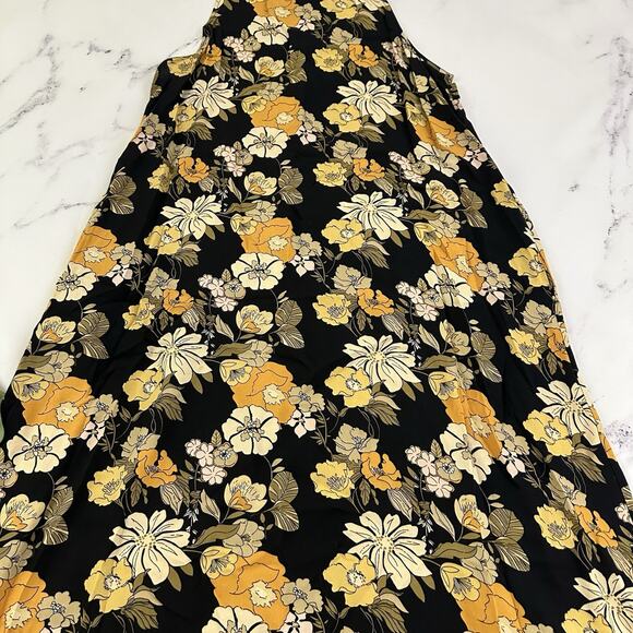 Natural Life Womens Maxi Dress Size Xs S Black Yellow Floral Pockets Boho Shift - Picture 3 of 11